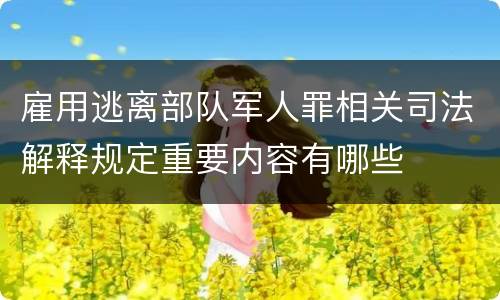 雇用逃离部队军人罪相关司法解释规定重要内容有哪些