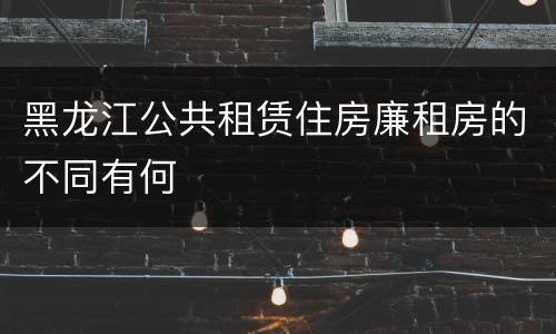 黑龙江公共租赁住房廉租房的不同有何