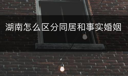 湖南怎么区分同居和事实婚姻