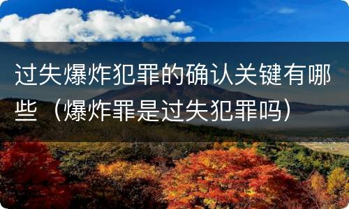 过失爆炸犯罪的确认关键有哪些（爆炸罪是过失犯罪吗）