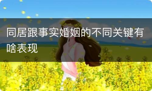同居跟事实婚姻的不同关键有啥表现