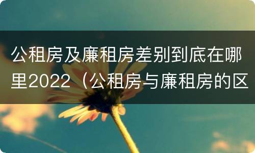 公租房及廉租房差别到底在哪里2022（公租房与廉租房的区别都在此,别再搞错了!）