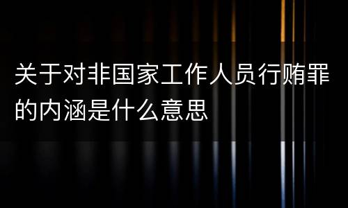 关于对非国家工作人员行贿罪的内涵是什么意思