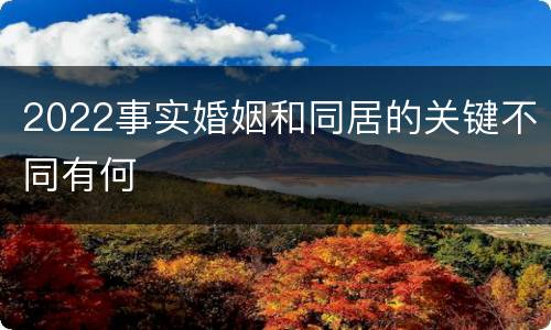2022事实婚姻和同居的关键不同有何