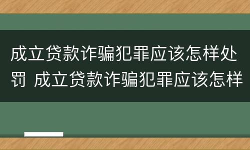 成立贷款诈骗犯罪应该怎样处罚 成立贷款诈骗犯罪应该怎样处罚他