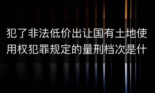 犯了非法低价出让国有土地使用权犯罪规定的量刑档次是什么