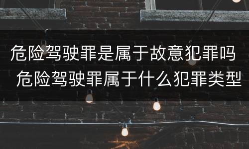 危险驾驶罪是属于故意犯罪吗 危险驾驶罪属于什么犯罪类型故意