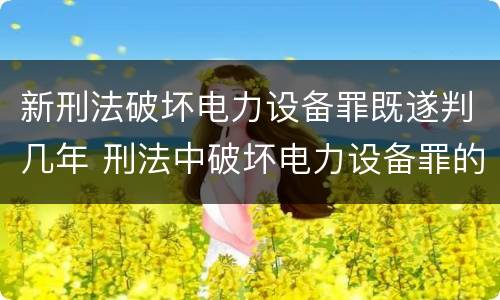 新刑法破坏电力设备罪既遂判几年 刑法中破坏电力设备罪的规定有哪些