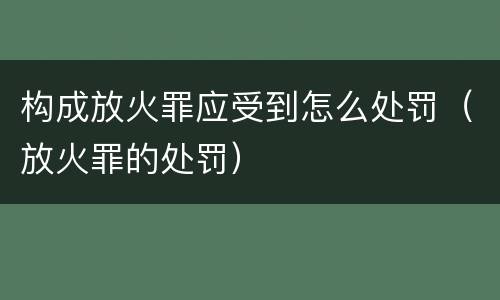 构成放火罪应受到怎么处罚（放火罪的处罚）