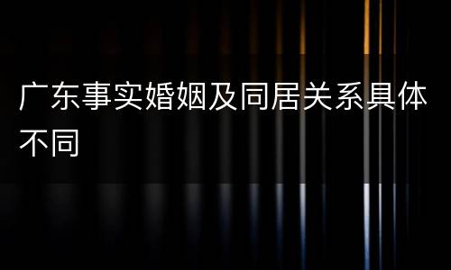 广东事实婚姻及同居关系具体不同