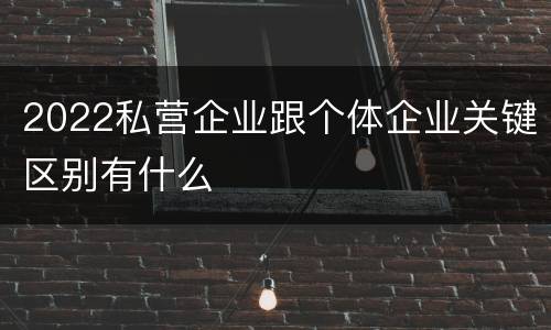 2022私营企业跟个体企业关键区别有什么