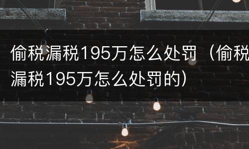 偷税漏税195万怎么处罚（偷税漏税195万怎么处罚的）