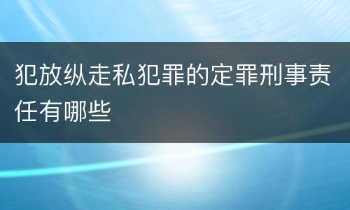 犯放纵走私犯罪的定罪刑事责任有哪些