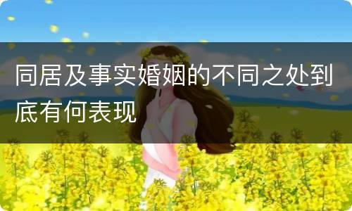 同居及事实婚姻的不同之处到底有何表现