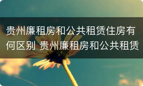 贵州廉租房和公共租赁住房有何区别 贵州廉租房和公共租赁住房有何区别呢
