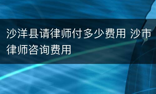 沙洋县请律师付多少费用 沙市律师咨询费用
