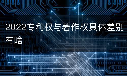 2022专利权与著作权具体差别有啥