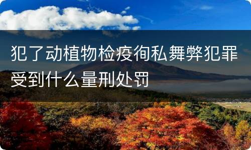 犯了动植物检疫徇私舞弊犯罪受到什么量刑处罚