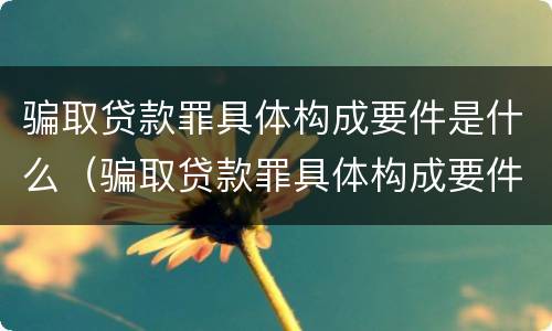 骗取贷款罪具体构成要件是什么（骗取贷款罪具体构成要件是什么呢）