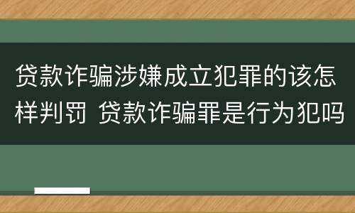 贷款诈骗涉嫌成立犯罪的该怎样判罚 贷款诈骗罪是行为犯吗