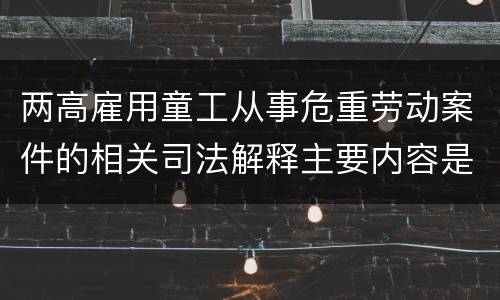 两高雇用童工从事危重劳动案件的相关司法解释主要内容是什么