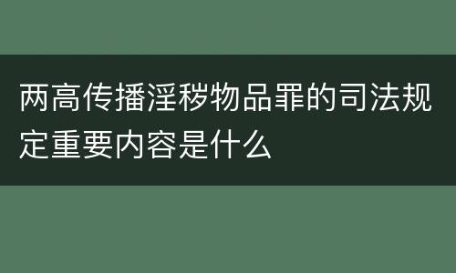 两高传播淫秽物品罪的司法规定重要内容是什么