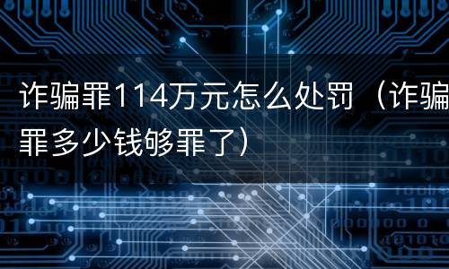 诈骗罪114万元怎么处罚（诈骗罪多少钱够罪了）