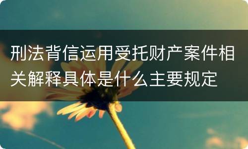 刑法背信运用受托财产案件相关解释具体是什么主要规定
