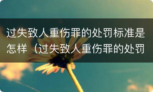 过失致人重伤罪的处罚标准是怎样（过失致人重伤罪的处罚标准是怎样规定的）