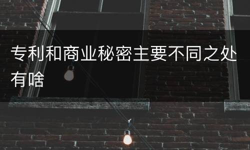 专利和商业秘密主要不同之处有啥