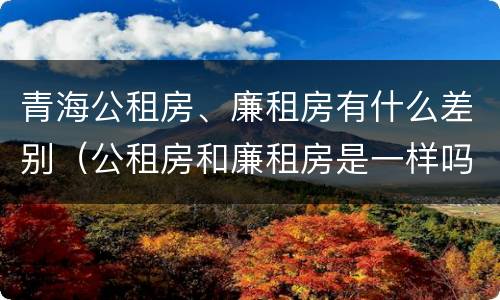 青海公租房、廉租房有什么差别（公租房和廉租房是一样吗）