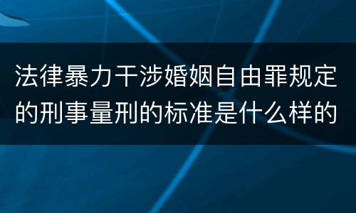 法律暴力干涉婚姻自由罪规定的刑事量刑的标准是什么样的