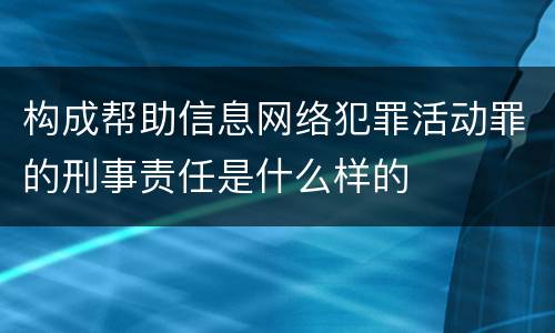 构成帮助信息网络犯罪活动罪的刑事责任是什么样的