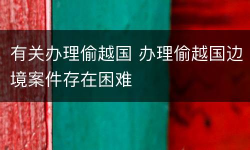 有关办理偷越国 办理偷越国边境案件存在困难