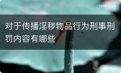 对于传播淫秽物品行为刑事刑罚内容有哪些