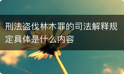 刑法盗伐林木罪的司法解释规定具体是什么内容