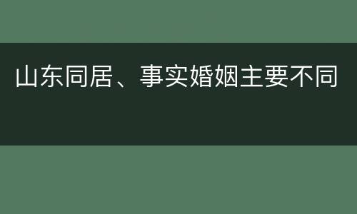 山东同居、事实婚姻主要不同