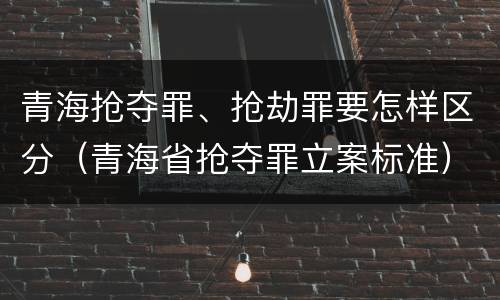 青海抢夺罪、抢劫罪要怎样区分（青海省抢夺罪立案标准）