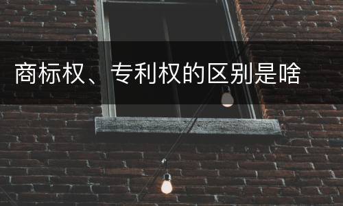 商标权、专利权的区别是啥