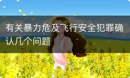 有关暴力危及飞行安全犯罪确认几个问题
