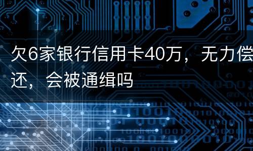 欠6家银行信用卡40万，无力偿还，会被通缉吗