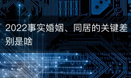 2022事实婚姻、同居的关键差别是啥