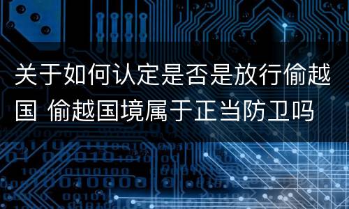 关于如何认定是否是放行偷越国 偷越国境属于正当防卫吗