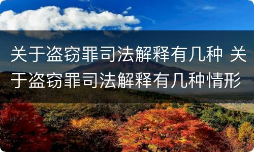 关于盗窃罪司法解释有几种 关于盗窃罪司法解释有几种情形