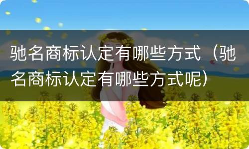 驰名商标认定有哪些方式（驰名商标认定有哪些方式呢）