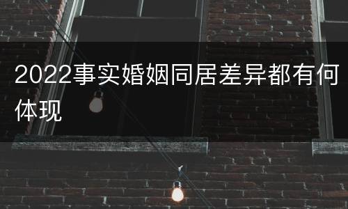 2022事实婚姻同居差异都有何体现