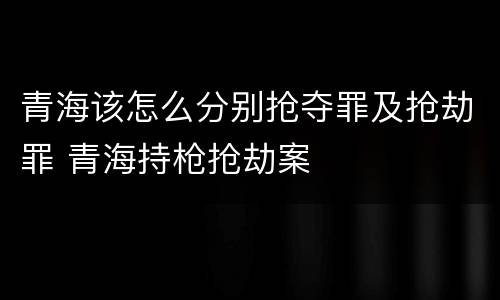 青海该怎么分别抢夺罪及抢劫罪 青海持枪抢劫案