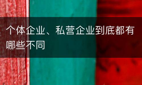 个体企业、私营企业到底都有哪些不同