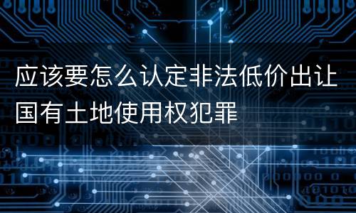 应该要怎么认定非法低价出让国有土地使用权犯罪