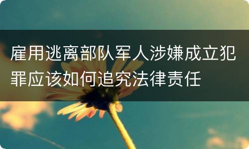 雇用逃离部队军人涉嫌成立犯罪应该如何追究法律责任